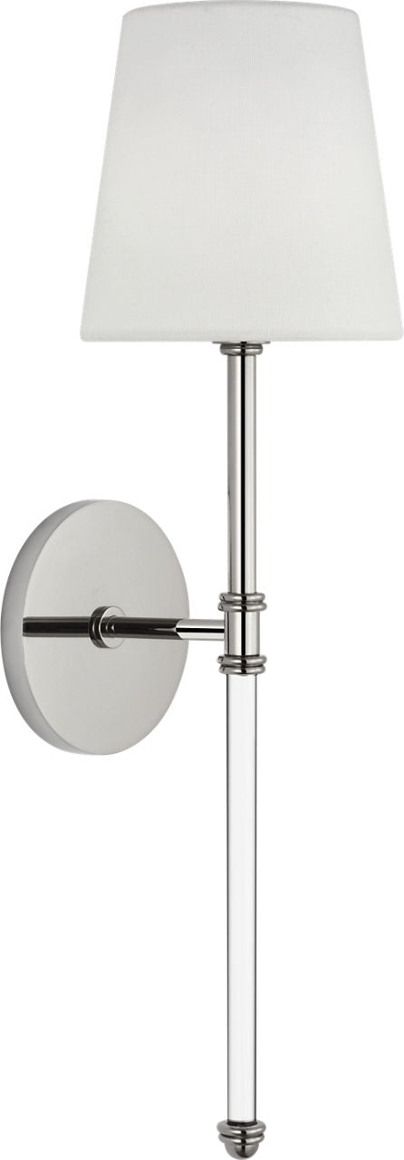 Camille 20" Cordless Sconce | Polished Nickel | Linen Shade