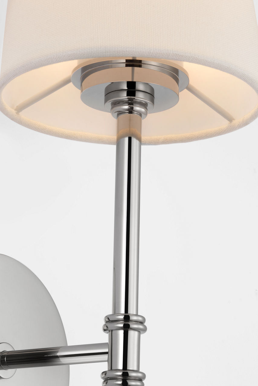 Camille 20" Cordless Sconce | Polished Nickel | Linen Shade