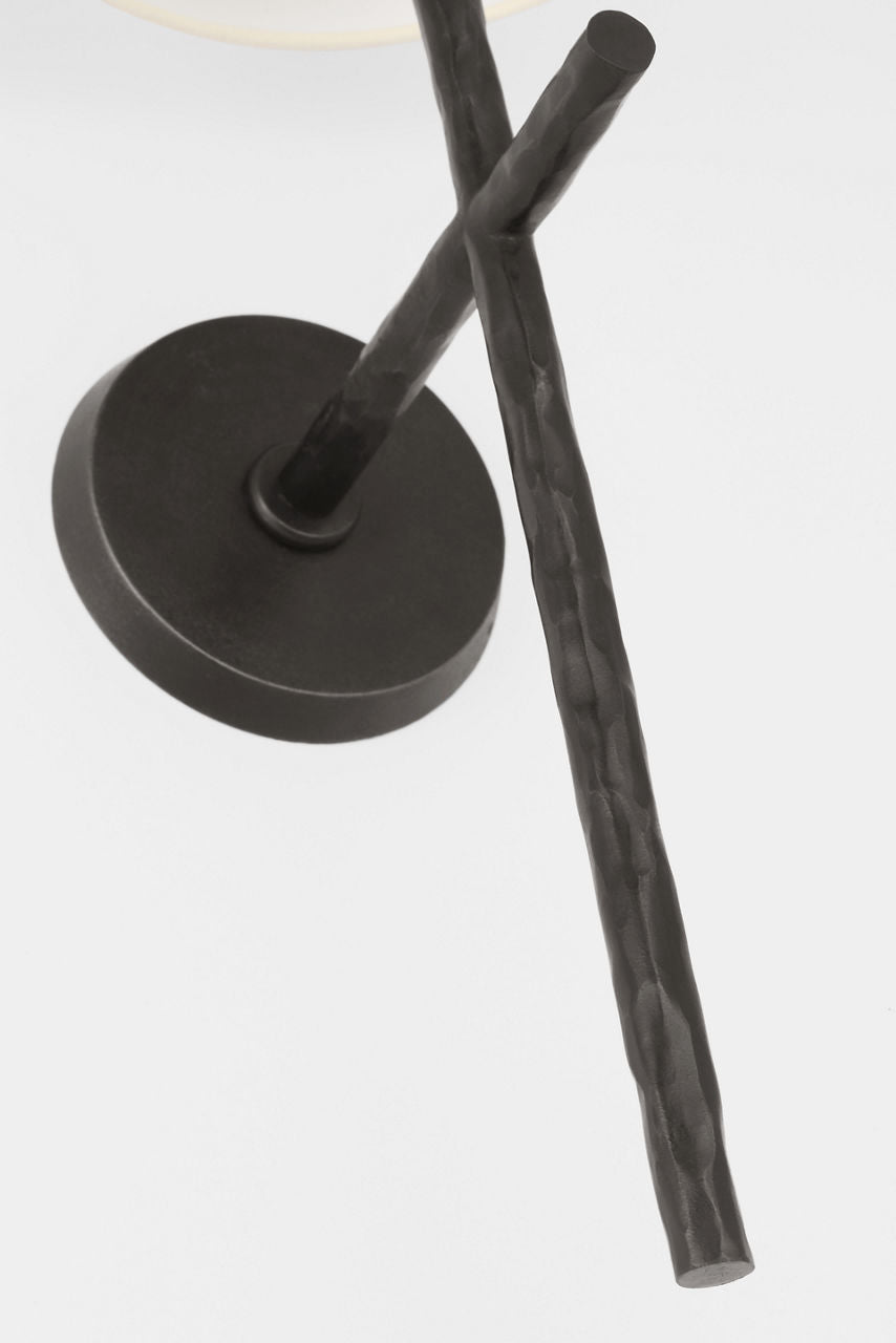 Collette 23" Tail Sconce | Aged Iron | Linen Shade
