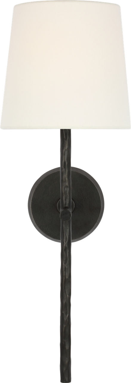 Collette 23" Tail Sconce | Aged Iron | Linen Shade