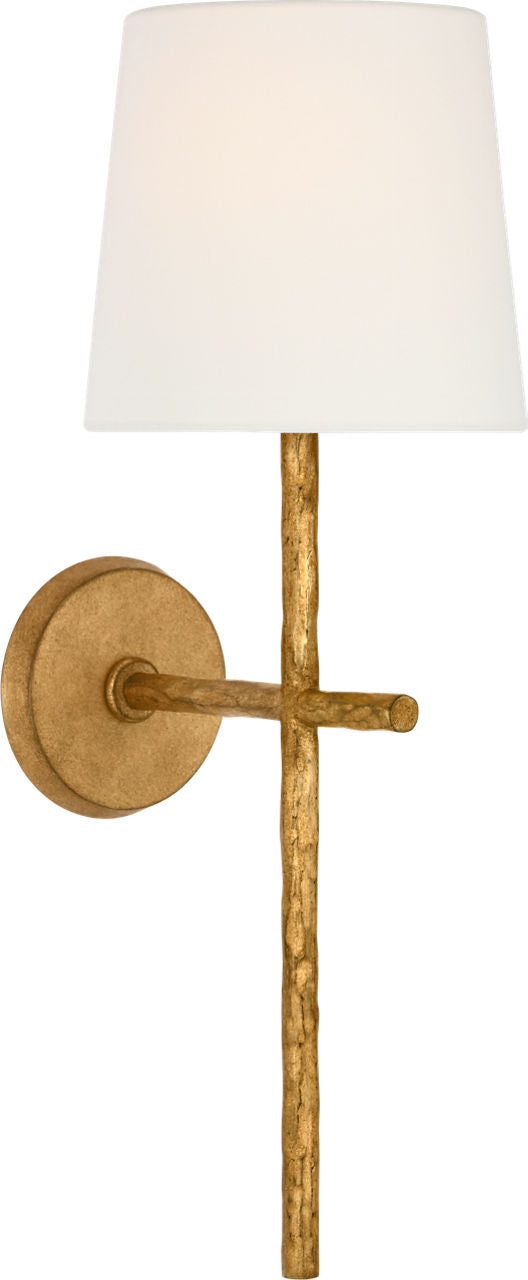Collette 23" Tail Sconce | Gilded Iron | Linen Shade