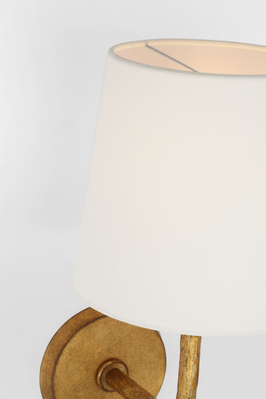 Collette 23" Tail Sconce | Gilded Iron | Linen Shade
