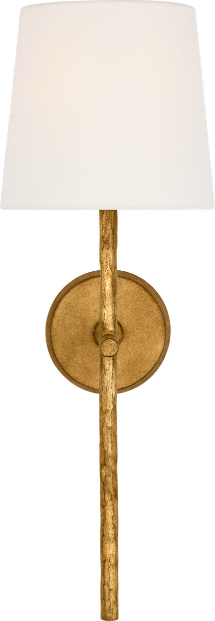Collette 23" Tail Sconce | Gilded Iron | Linen Shade