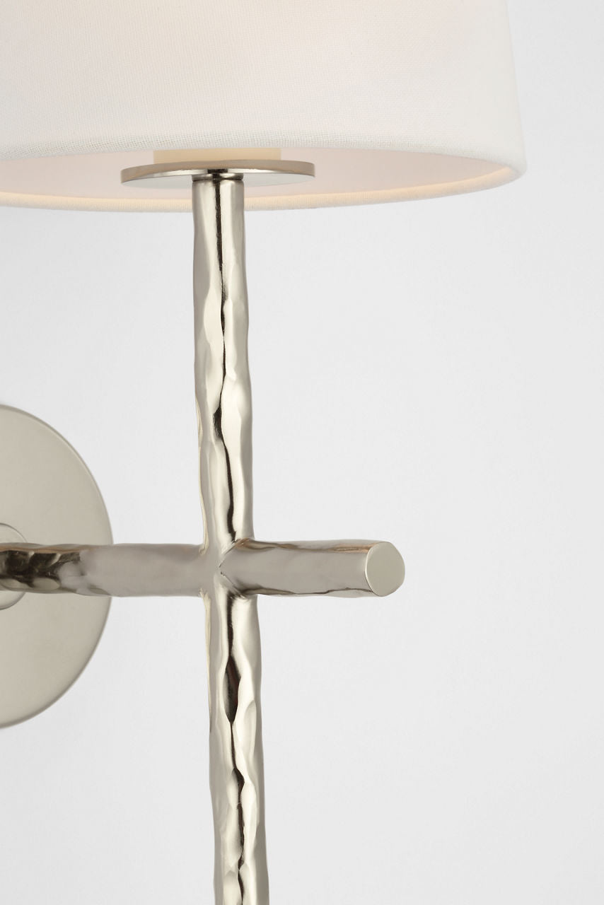 Collette 23" Tail Sconce | Polished Nickel | Linen Shade