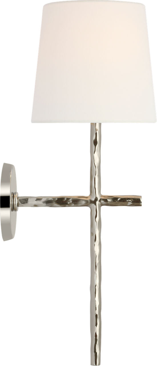 Collette 23" Tail Sconce | Polished Nickel | Linen Shade