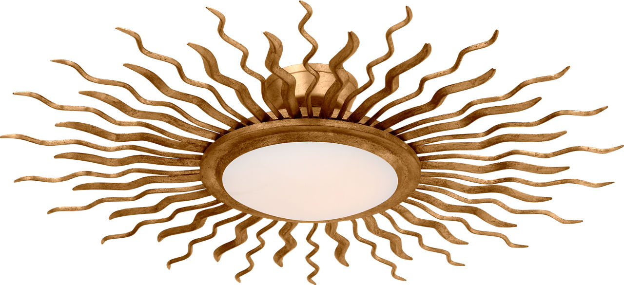 Re 31" Semi-Flush Mount | Gilded Iron | White Glass