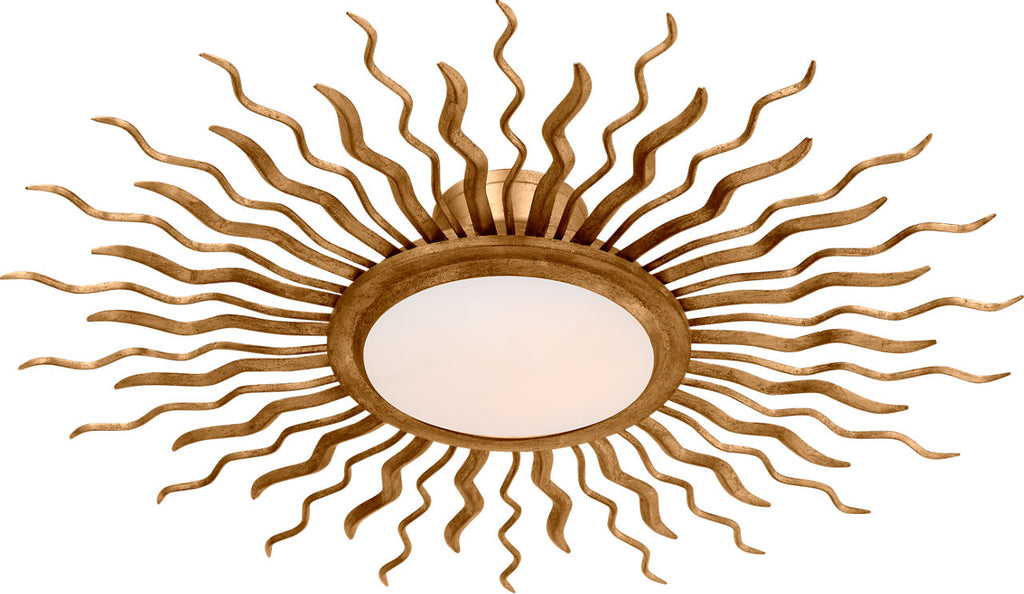 Re 31" Semi-Flush Mount | Gilded Iron | White Glass
