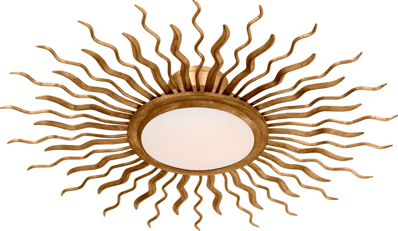 Re 31" Semi-Flush Mount | Gilded Iron | White Glass
