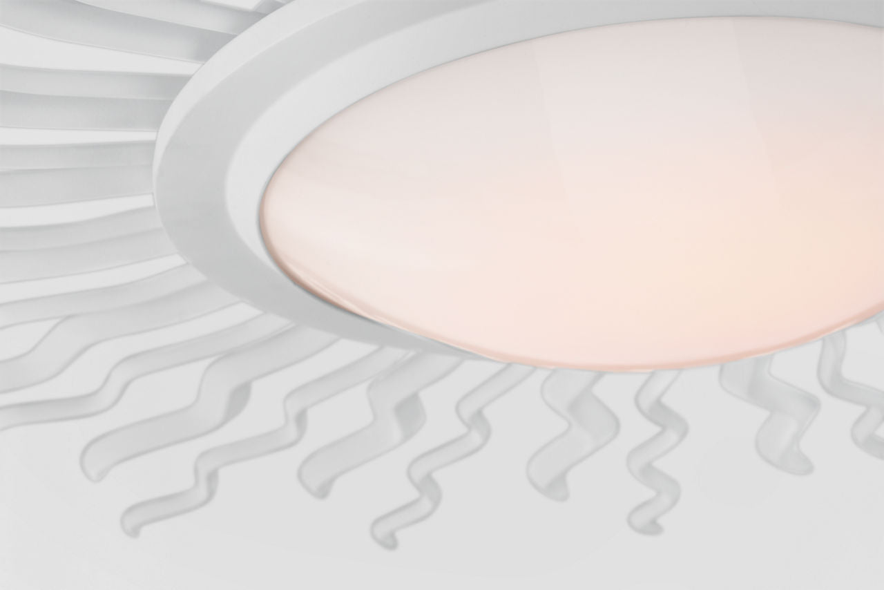 Re 31" Semi-Flush Mount | Matte White | White Glass