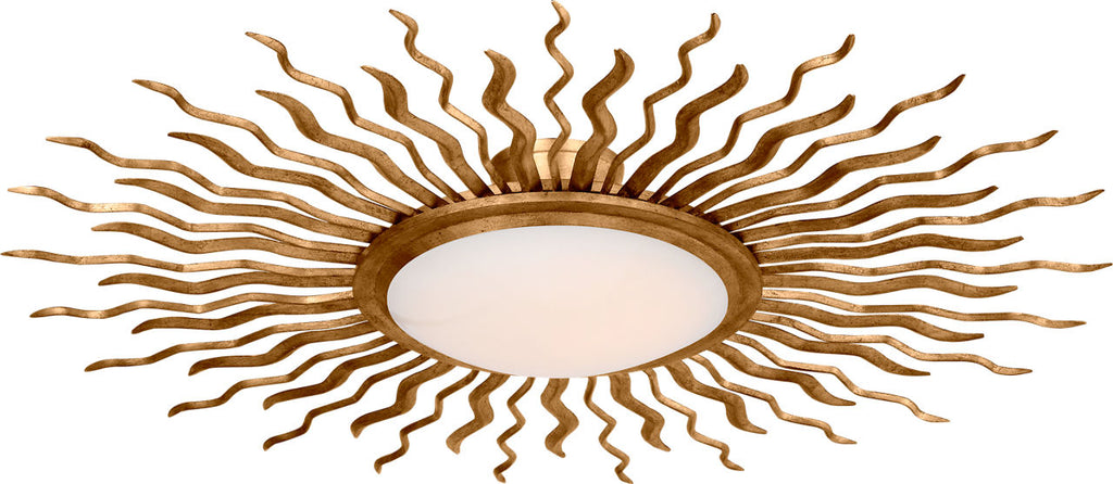 Re 38" Semi-Flush Mount | Gilded Iron | White Glass
