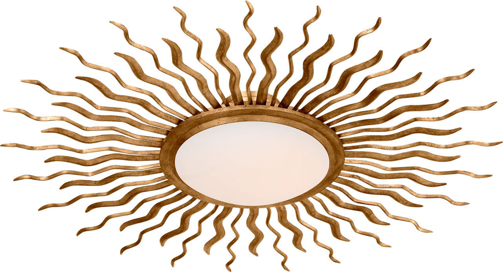 Re 38" Semi-Flush Mount | Gilded Iron | White Glass