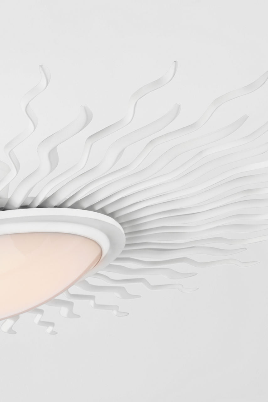 Re 38" Semi-Flush Mount | Matte White | White Glass