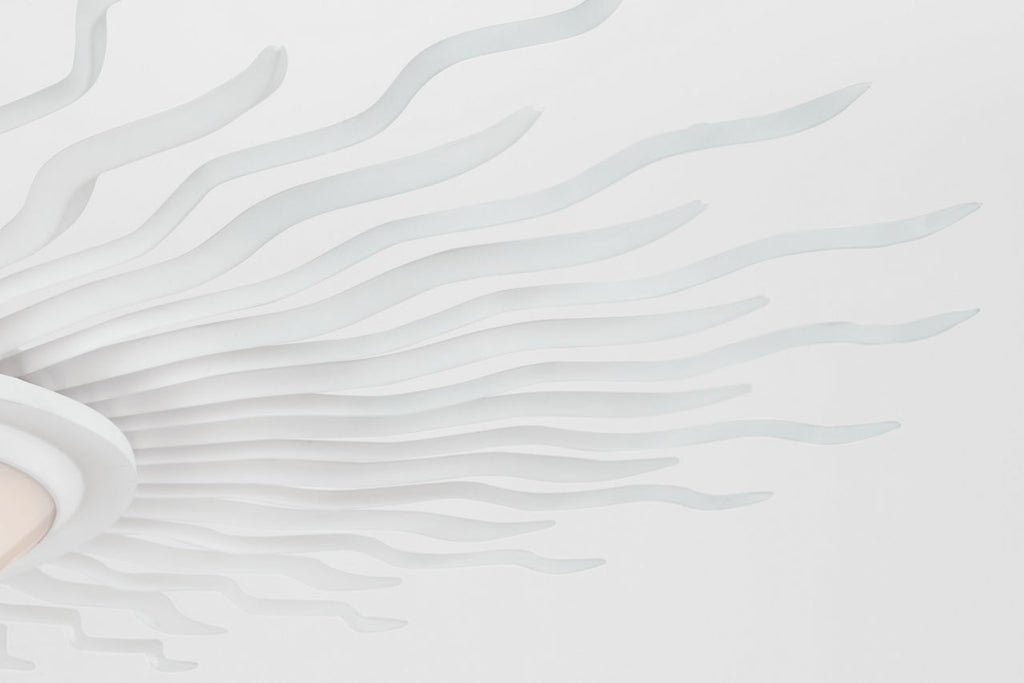 Re 38" Semi-Flush Mount | Matte White | White Glass