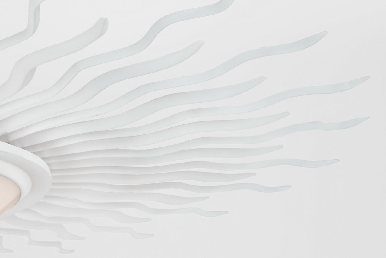 Re 38" Semi-Flush Mount | Matte White | White Glass