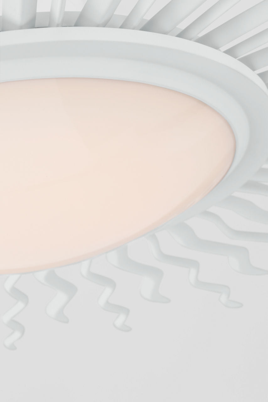 Re 38" Semi-Flush Mount | Matte White | White Glass