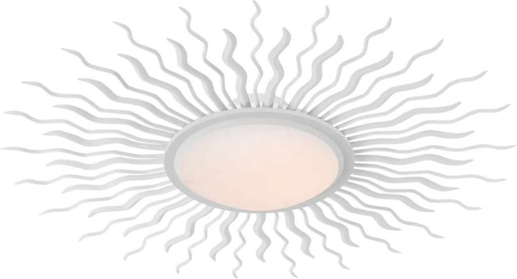 Re 38" Semi-Flush Mount | Matte White | White Glass