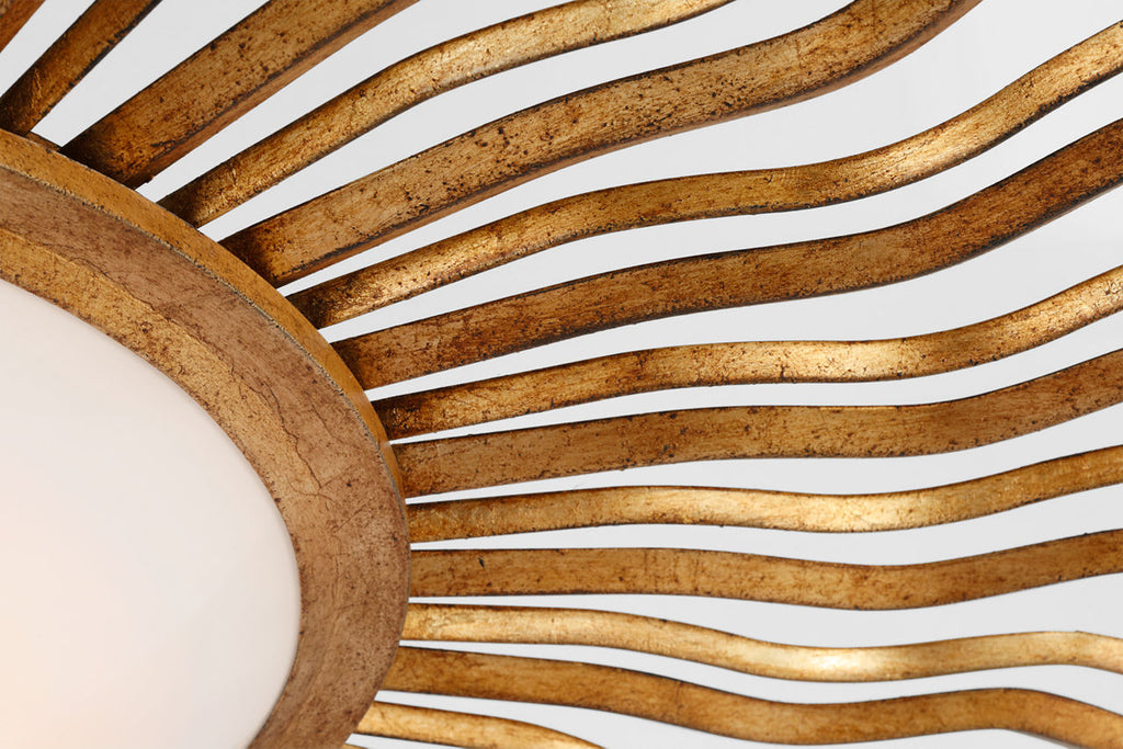 Re 49" Semi-Flush Mount | Gilded Iron | White Glass