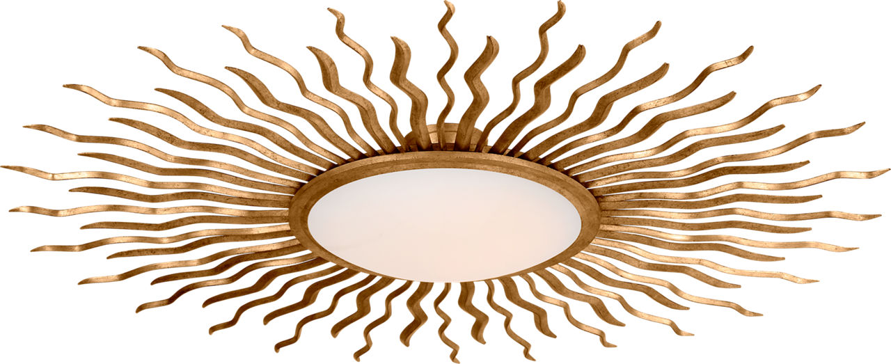 Re 49" Semi-Flush Mount | Gilded Iron | White Glass