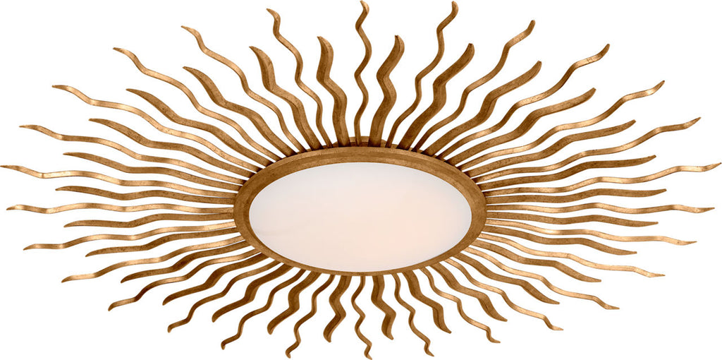 Re 49" Semi-Flush Mount | Gilded Iron | White Glass