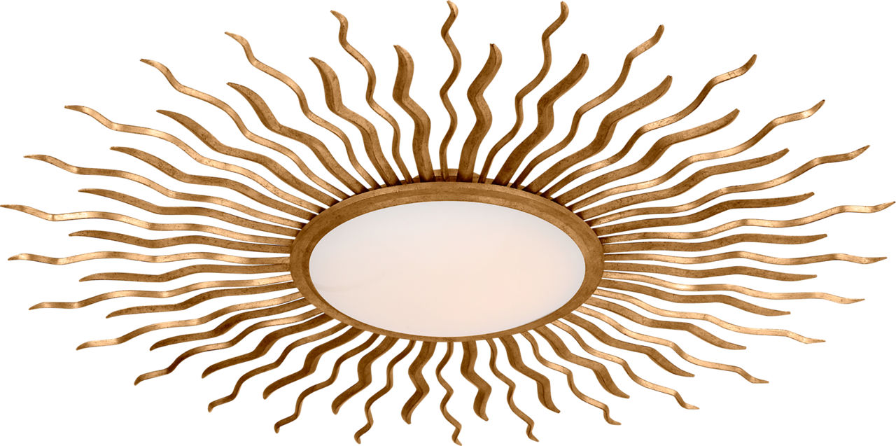 Re 49" Semi-Flush Mount | Gilded Iron | White Glass