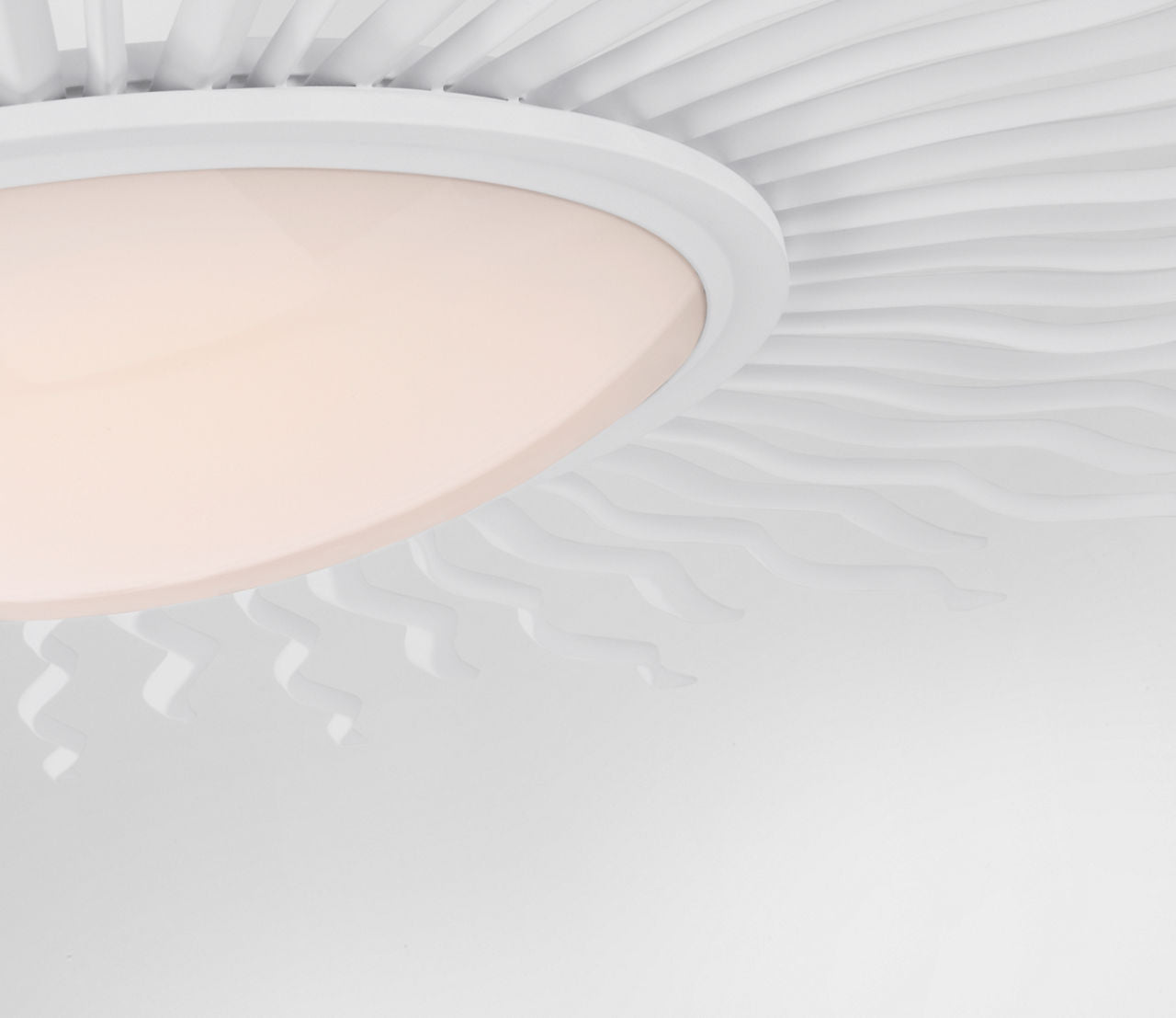 Re 49" Semi-Flush Mount | Matte White | White Glass