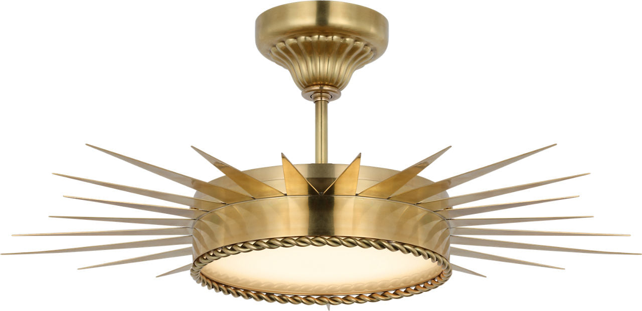 Soleil 28" Semi-Flush Mount | Hand-Rubbed Antique Brass | White Glass
