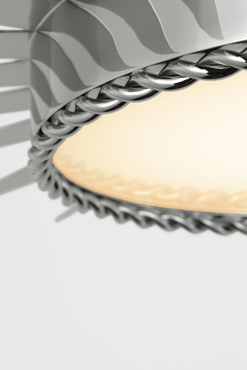 Soleil 28" Semi-Flush Mount | Polished Nickel | White Glass