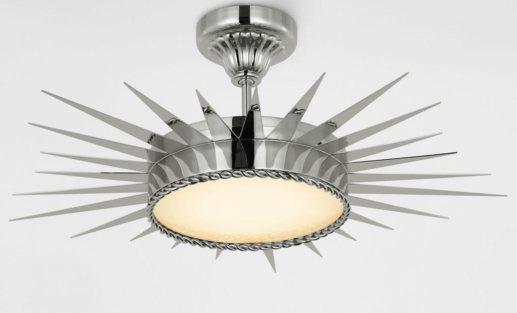 Soleil 28" Semi-Flush Mount | Polished Nickel | White Glass