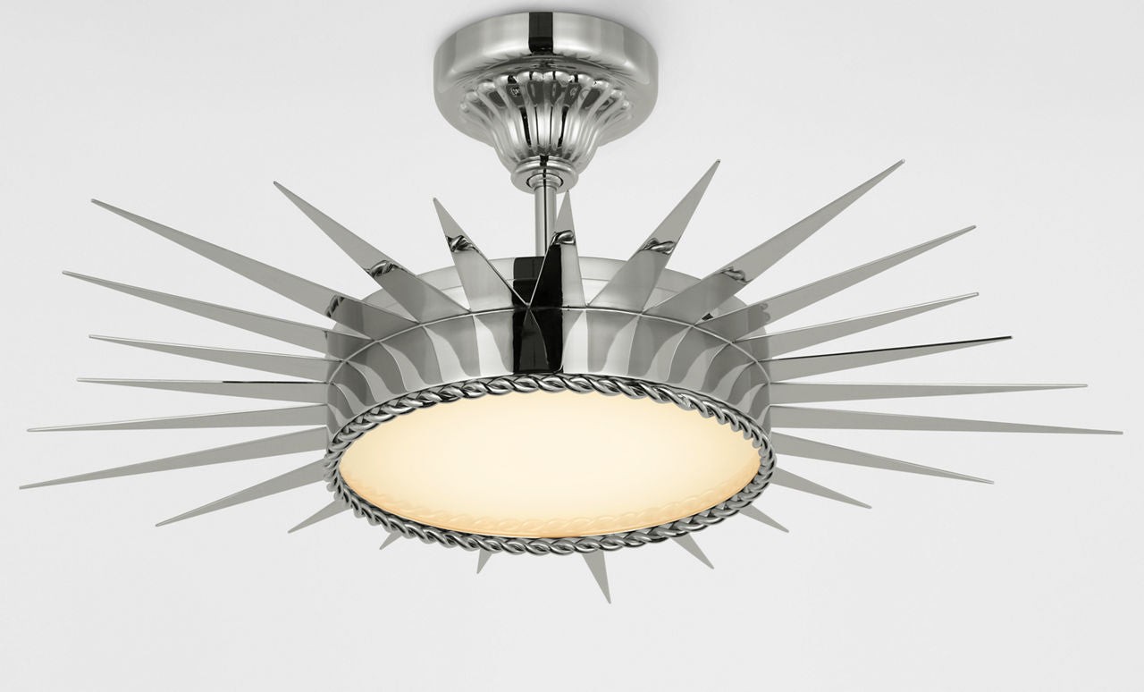 Soleil 28" Semi-Flush Mount | Polished Nickel | White Glass