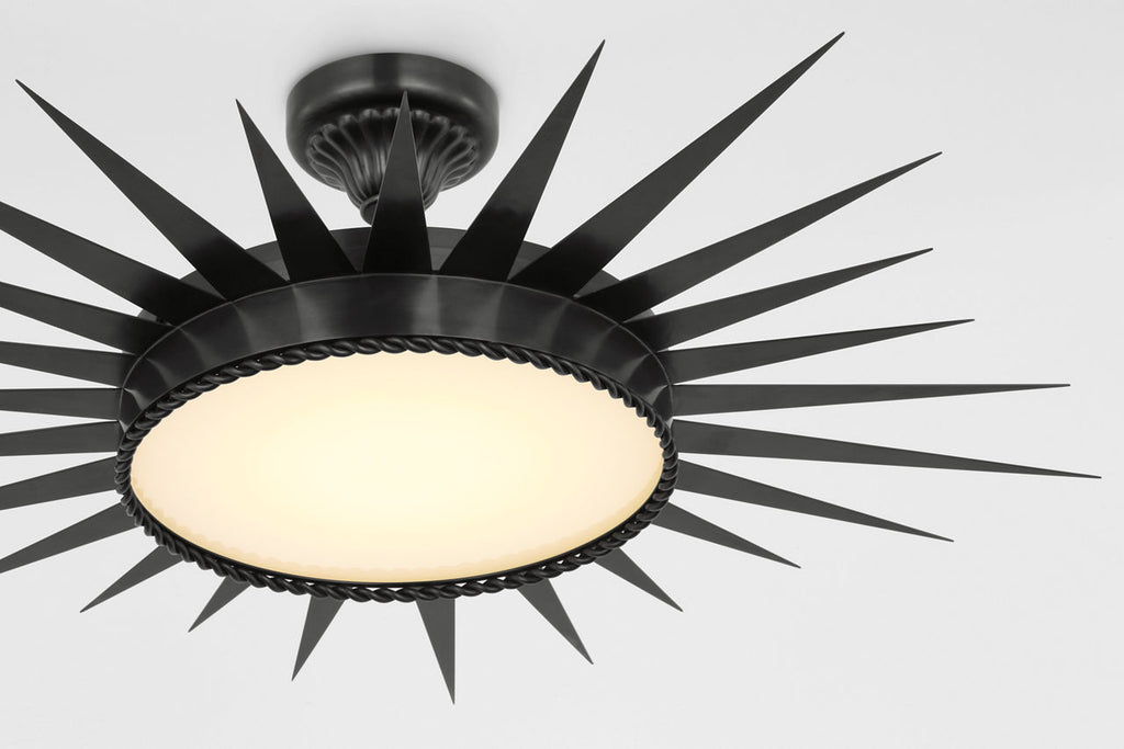 Soleil 36" Semi-Flush Mount | Bronze | White Glass