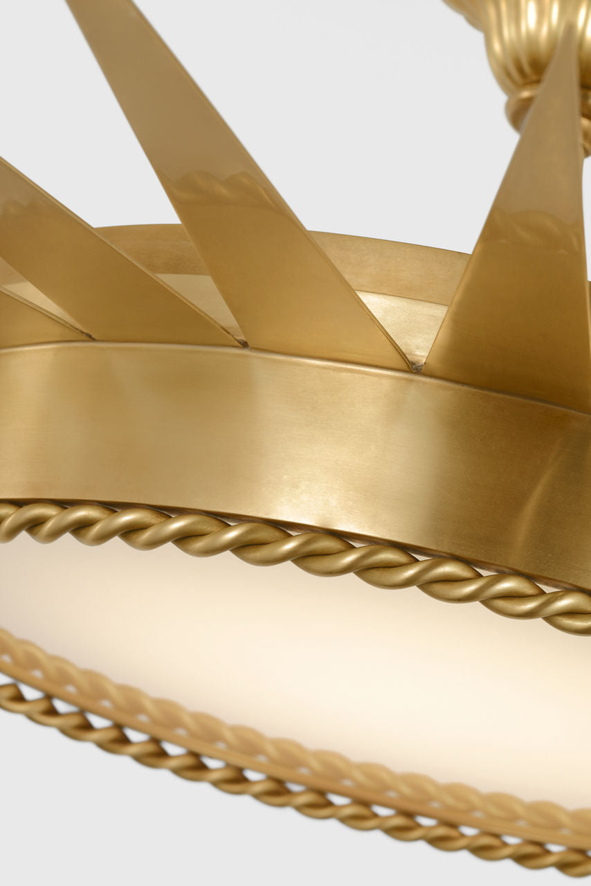 Soleil 36" Semi-Flush Mount | Hand-Rubbed Antique Brass | White Glass