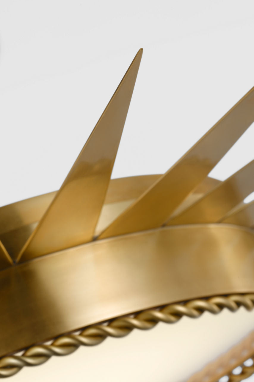 Soleil 36" Semi-Flush Mount | Hand-Rubbed Antique Brass | White Glass