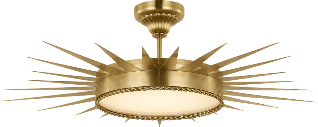 Soleil 36" Semi-Flush Mount | Hand-Rubbed Antique Brass | White Glass