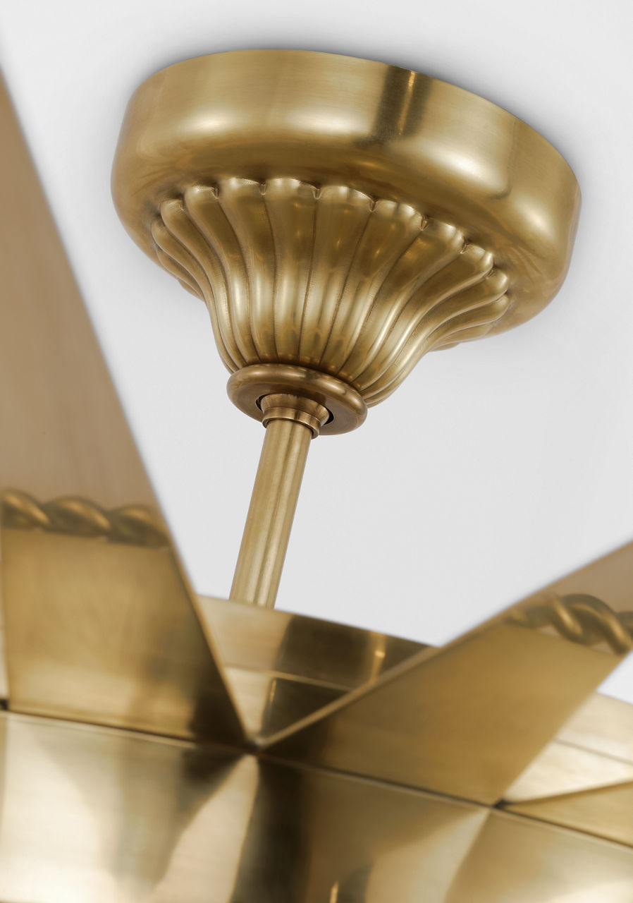 Soleil 45" Semi-Flush Mount | Hand-Rubbed Antique Brass | White Glass