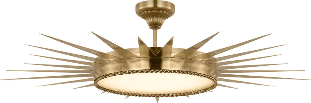 Soleil 45" Semi-Flush Mount | Hand-Rubbed Antique Brass | White Glass