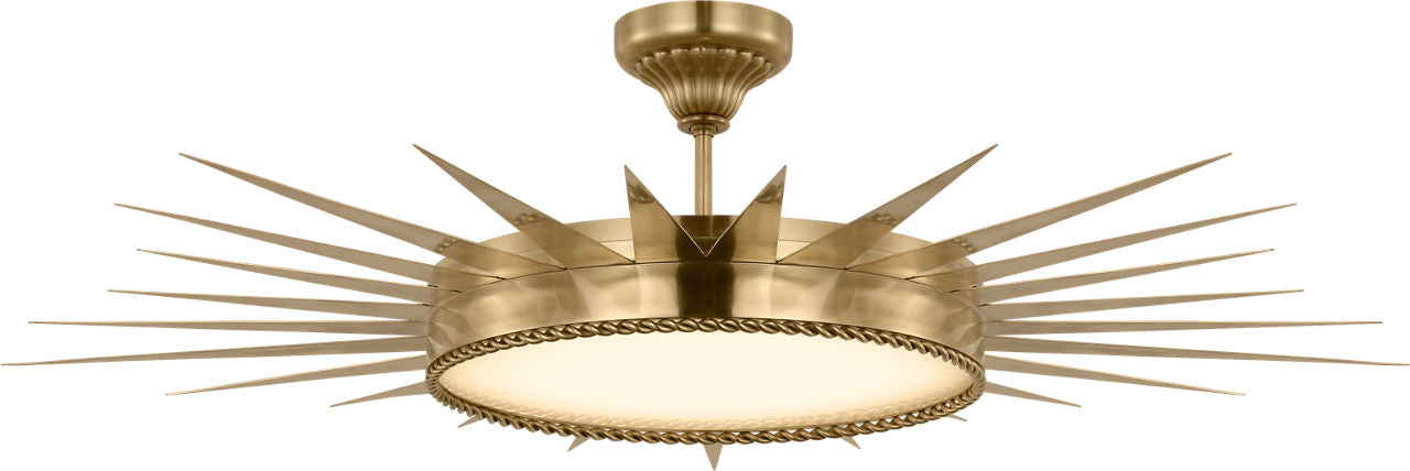 Soleil 45" Semi-Flush Mount | Hand-Rubbed Antique Brass | White Glass