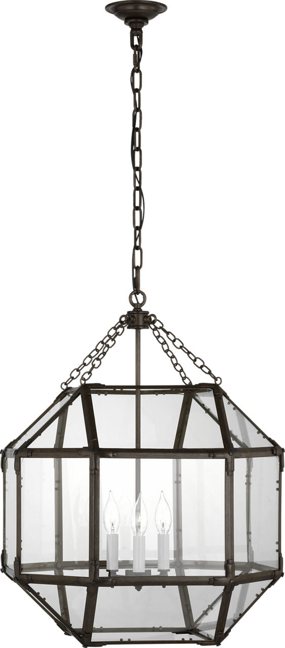 Morris Medium Lantern | Antique Zinc | Clear Glass