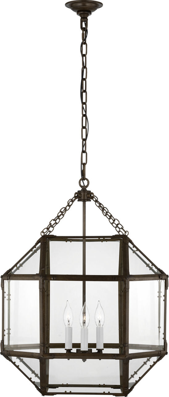 Morris Medium Lantern | Antique Zinc | Clear Glass
