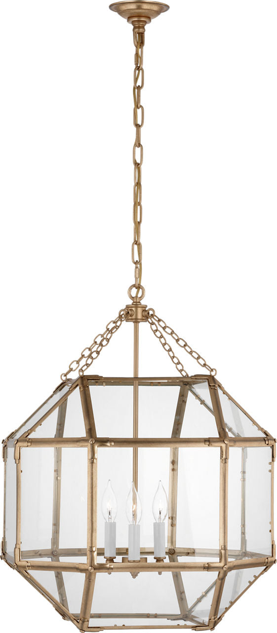 Morris Medium Lantern | Gilded Iron | Clear Glass