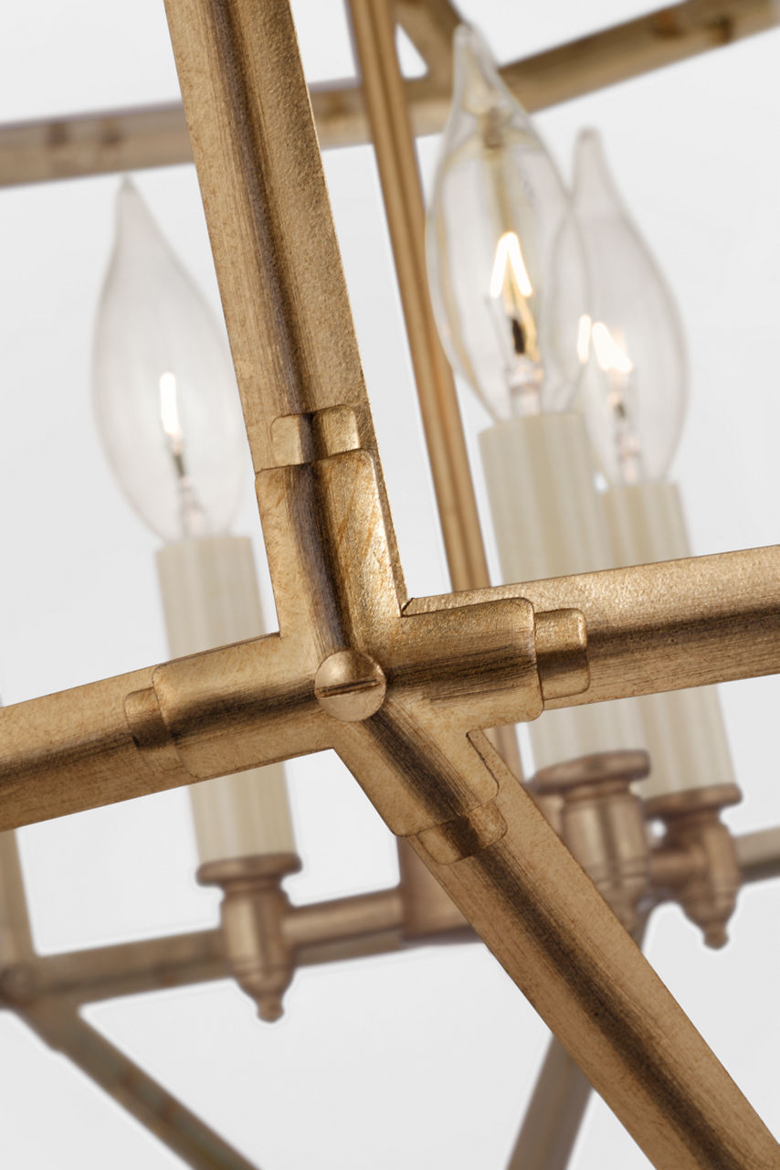 Morris Medium Lantern | Gilded Iron | Clear Glass
