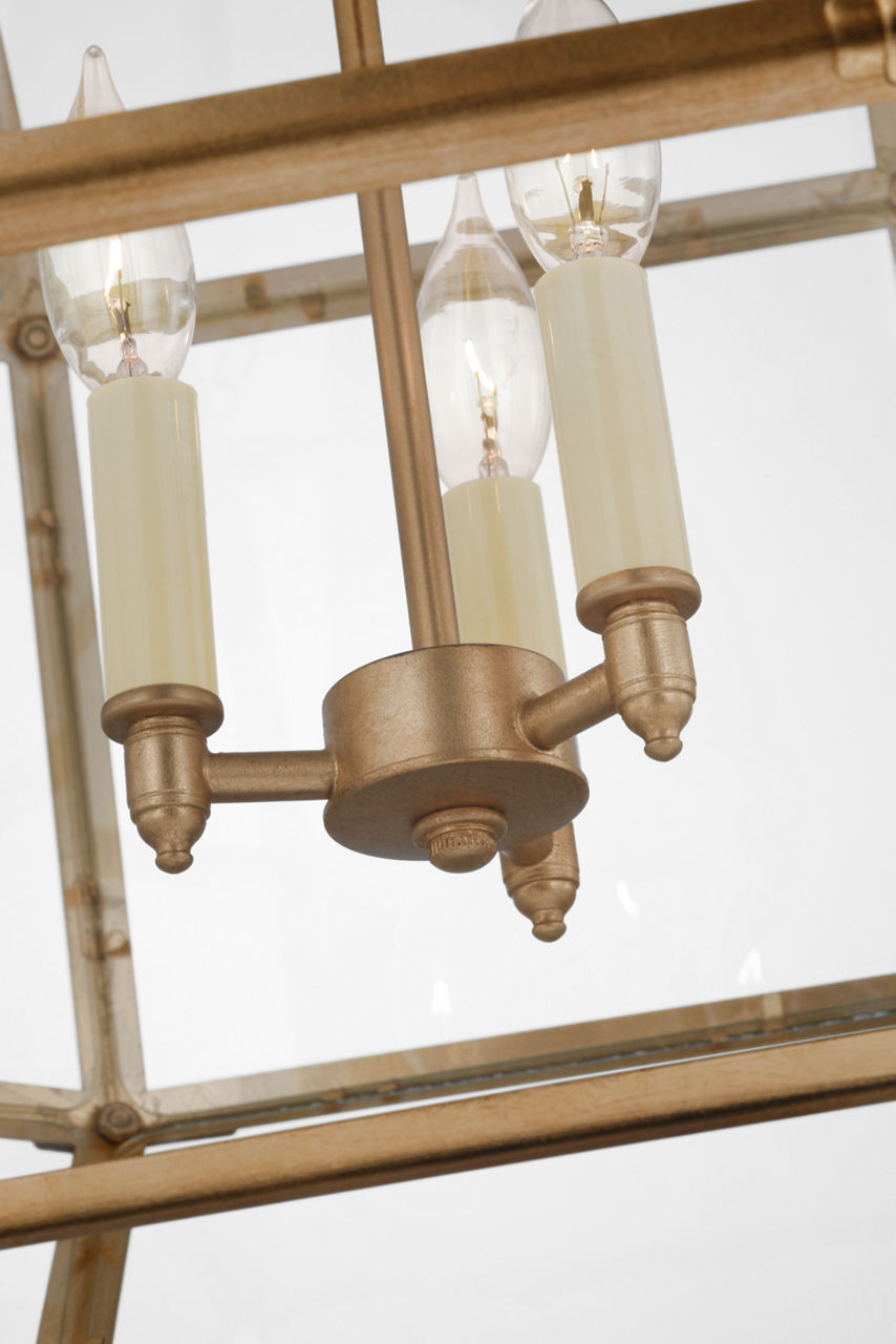Morris Medium Lantern | Gilded Iron | Clear Glass