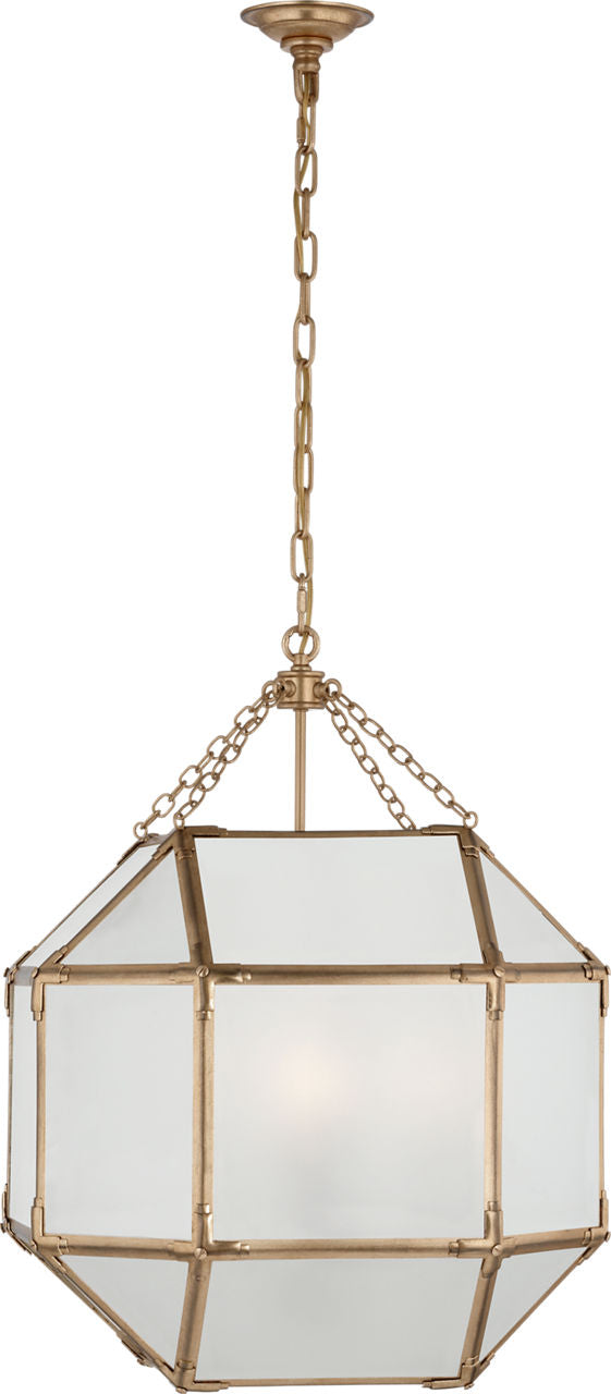 Morris Medium Lantern | Gilded Iron | Frosted Glass