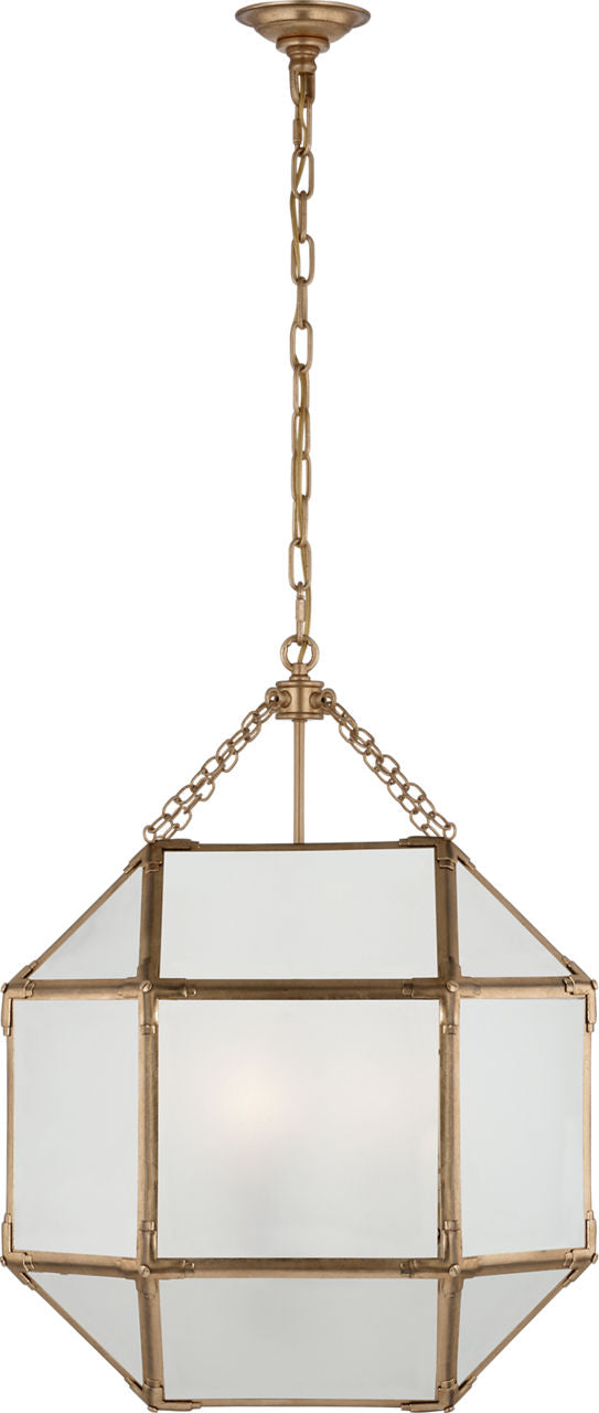 Morris Medium Lantern | Gilded Iron | Frosted Glass