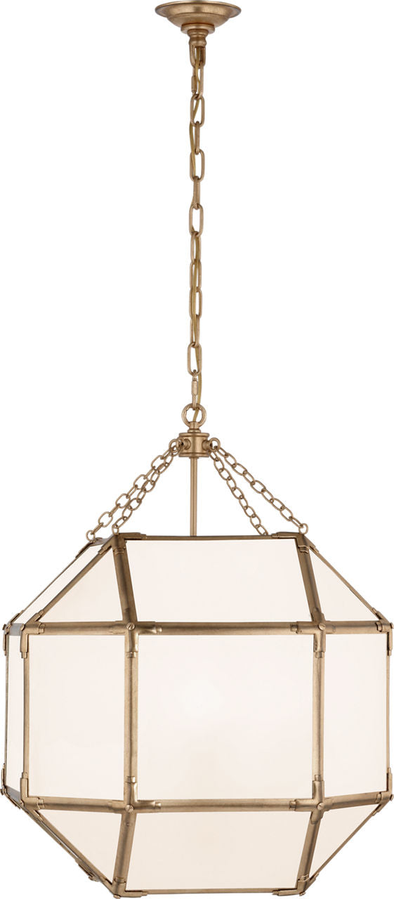 Morris Medium Lantern | Gilded Iron | White Glass