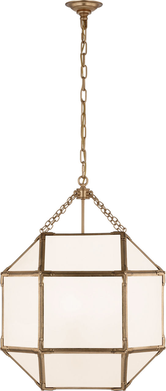 Morris Medium Lantern | Gilded Iron | White Glass
