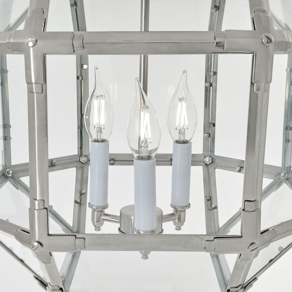 Morris Medium Lantern | Polished Nickel | Clear Glass