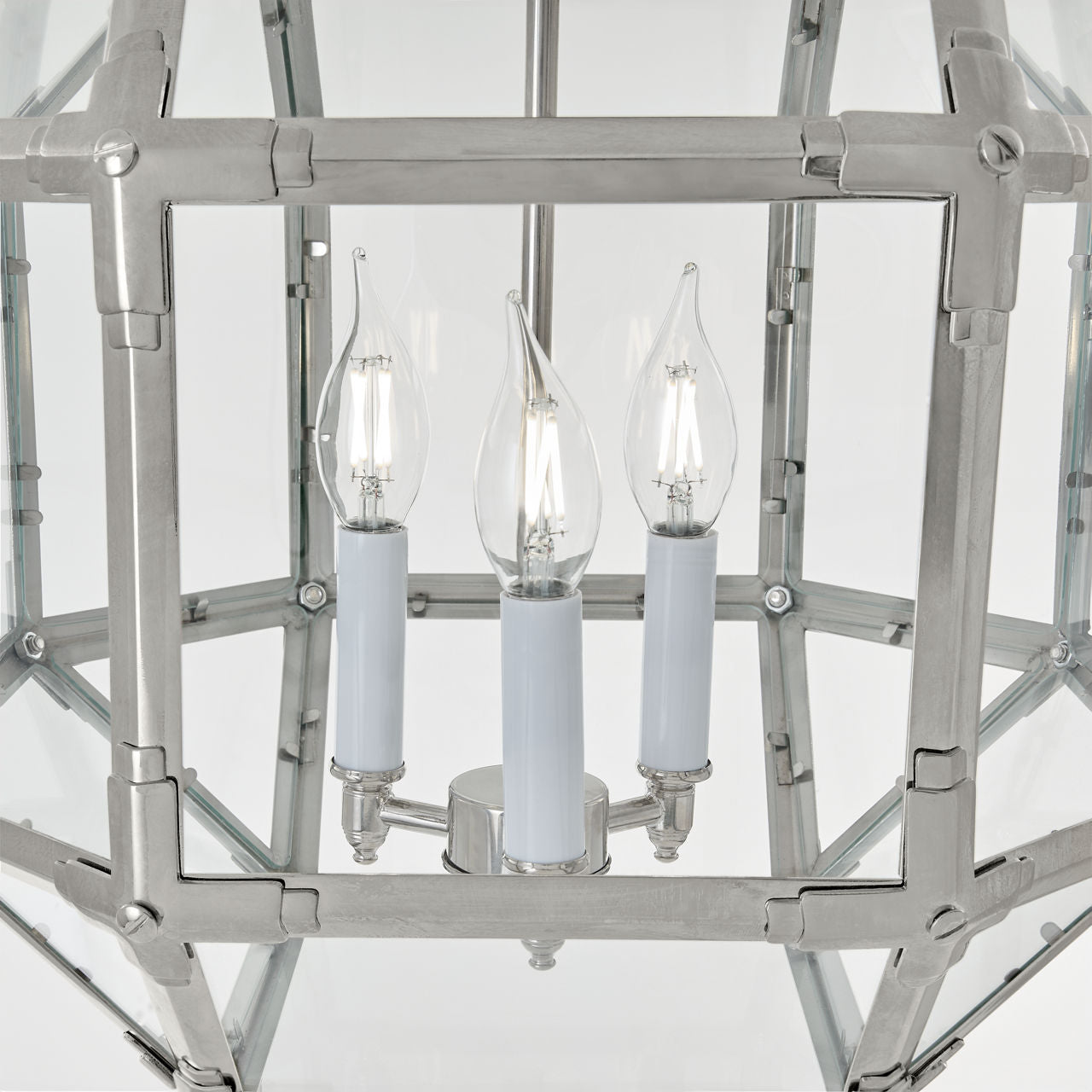 Morris Medium Lantern | Polished Nickel | Clear Glass