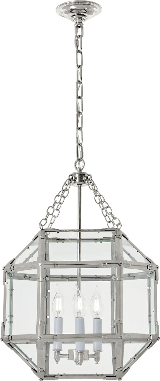 Morris Medium Lantern | Polished Nickel | Clear Glass