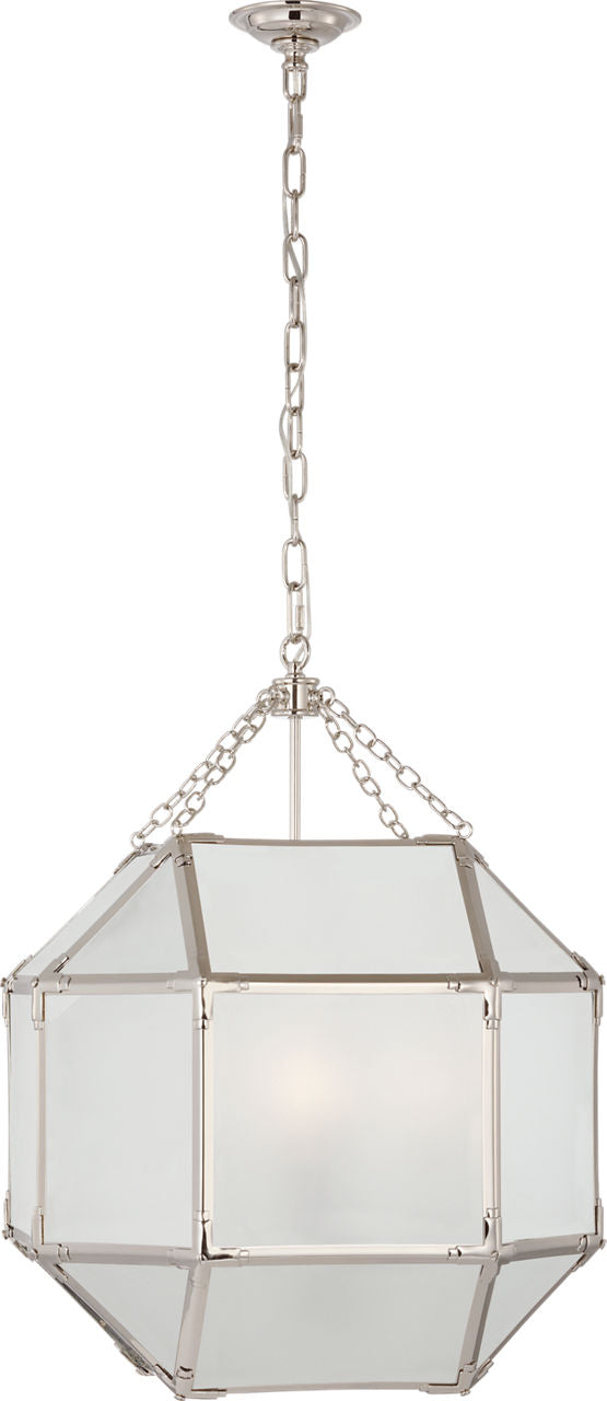 Morris Medium Lantern | Polished Nickel | Frosted Glass
