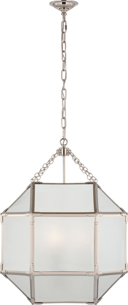 Morris Medium Lantern | Polished Nickel | Frosted Glass